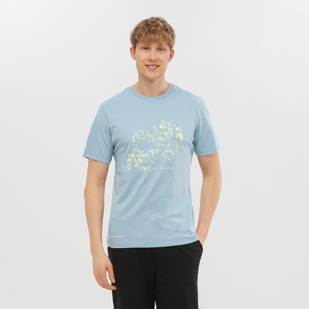 T-Shirts Salomon Homme Bleu - Salomon OUTLIFE GRAPHIC SALOMONOTONE SS M - France (4501-NUARC)